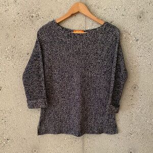 Joe Fresh Knit Cream and Navy Boatneck 3/4 Slv